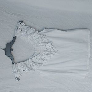Lilly Pulitzer White Eyelet Ruffle Plaza Tank Top in Patina Ivory Large
